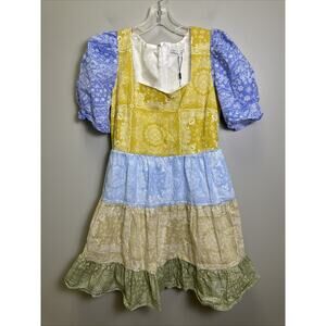English Factory Mini Dress S Paisley Patchwork Ballon Sleeve Tiered‎ Cottagecore